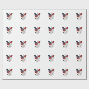 Papel De Presente Camisa Patriótica Vintage Borboleta América Design