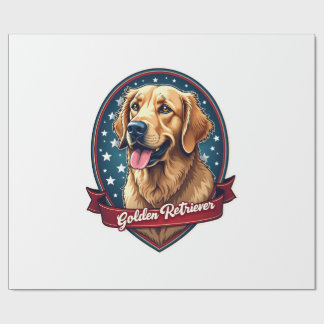 Papel De Presente Camisa Patriótica Vintage com Brasão de Golden Ret