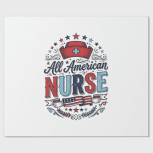 Papel De Presente Camisa Patriótica Vintage Enfermeira Americana_