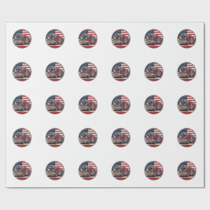 Papel De Presente Camisa Vector Círculo Vintage Caminhão de Bombeiro