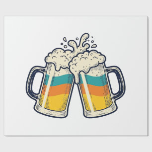 Papel De Presente Camisa Vetorial Vintage Rainbow Beer Mug Cheers_1