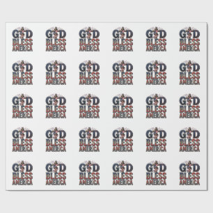 Papel De Presente Camisa Vintage Cruz Patriótica Deus Abençoa a Amér