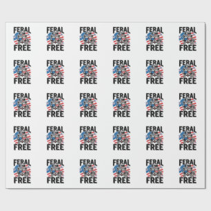 Papel De Presente Camisa Vintage de Guaxinim Patriótico Feral Mas Li