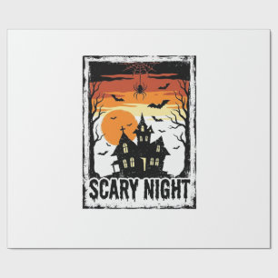 Papel De Presente Camisa Vintage de Halloween Casa Assombrada Noite