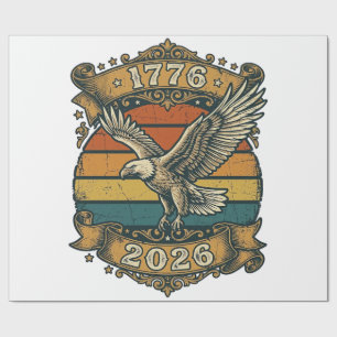 Papel De Presente Camisa Vintage Eagle 1776 2026 Patriótica Retro Di
