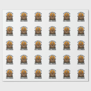 Papel De Presente Camisa Vintage Halloween Espantalho Abóbora Bruxa_