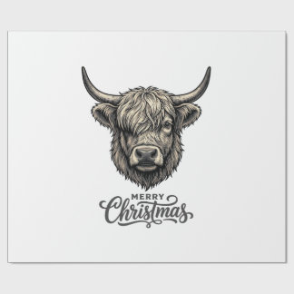 Papel De Presente Camisa Vintage Merry Christmas Cow Highland_1