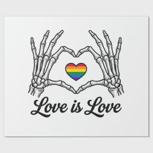 Papel De Presente Camiseta Amor É Amor Coração Arco-Íris Mãos de Esq