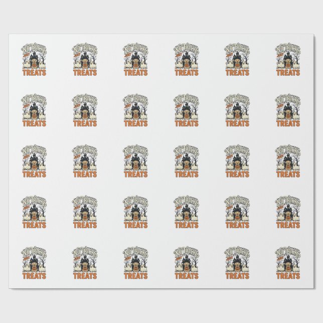 Papel De Presente Camiseta Cachorro Fantasma Halloween Sem Truques S (Aberto)