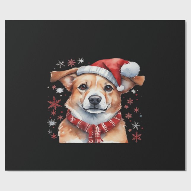 Papel De Presente Camiseta Clássica do Natal do Cachorro (Aberto)