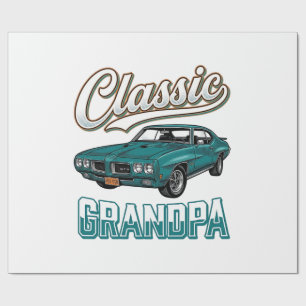 Papel De Presente Camiseta Clássica do Vô com Carro Antigo Design_1