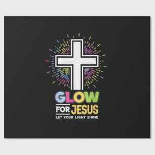 Papel De Presente Camiseta Cruz Cristã Brilha para Jesus Cristo Bi