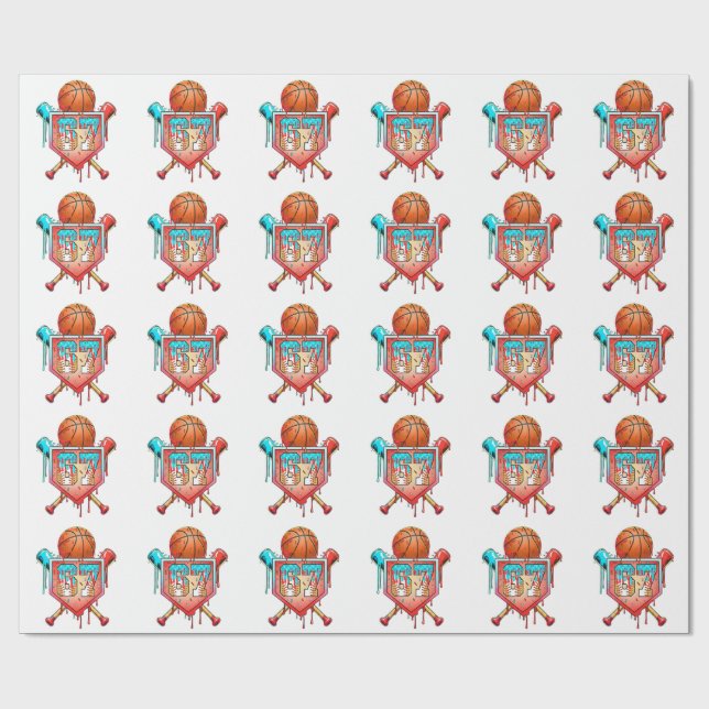 Papel De Presente Camiseta de Basquete de Beisebol Número 67 Drip Es (Aberto)