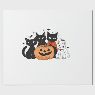Papel De Presente Camiseta de Manga Longa Gatos Pretos do Halloween