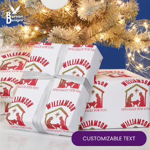 Papel De Presente Camiseta de Natal personalizada da Natividade Cris