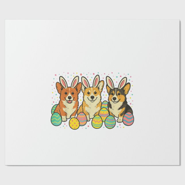 Papel De Presente Camiseta de Páscoa Corgi_1 (Aberto)