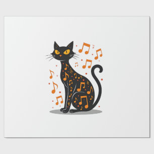 Papel De Presente Camiseta do Gato Nota Musical Halloween Nota Music
