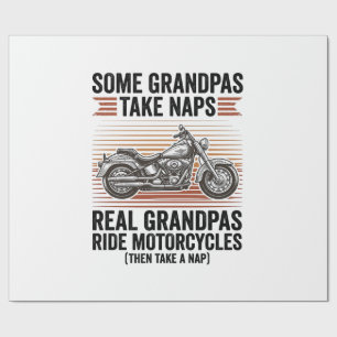 Papel De Presente Camiseta Engravada Vintage de Motoqueiro Avô Engra