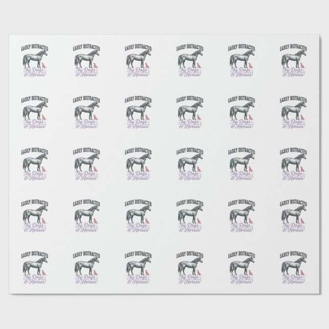 Papel De Presente Camiseta Facilmente Distraído por Cães e Cavalos_ (Aberto)