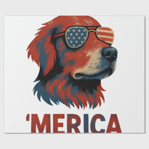 Papel De Presente Camiseta Golden Retriever 4 De Julho Merica