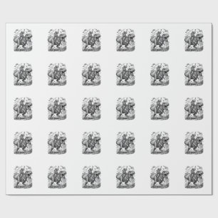 Papel De Presente Camiseta Gráfica com Cavaleiro de Dinossauro em Gr
