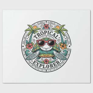 Papel De Presente Camiseta Gráfica de Óculos de Sol de Tartaruga Mar