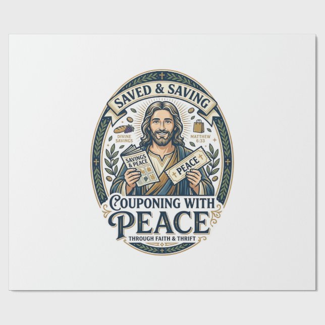 Papel De Presente Camiseta Jesus Cupom Brechó Frugal Design Baseado  (Aberto)
