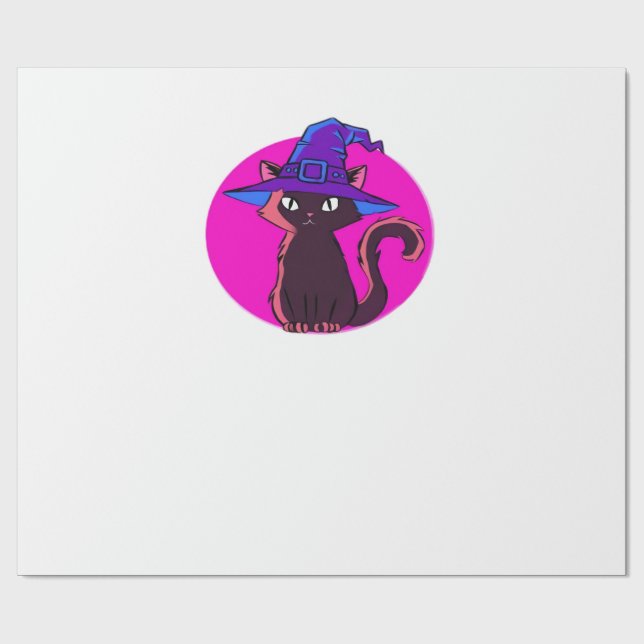 Papel De Presente Camiseta Oversized Gato de Halloween Fofo (Aberto)
