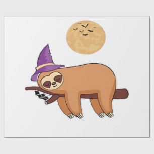 Papel De Presente Camiseta Oversized Sloth Bruxa de Halloween