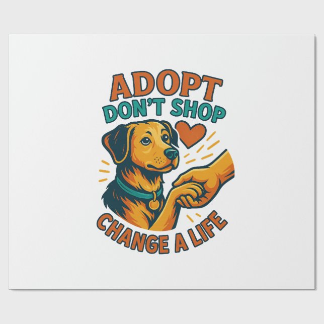 Papel De Presente Camiseta Pet Adopt Love (Aberto)