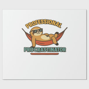 Papel De Presente Camiseta Retro de Preguiça Procrastinadora Profiss