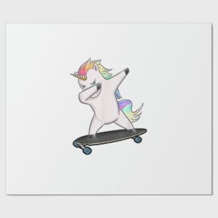Papel De Presente Camiseta Unicórnio Dabbing Skateboard Mulheres Hom