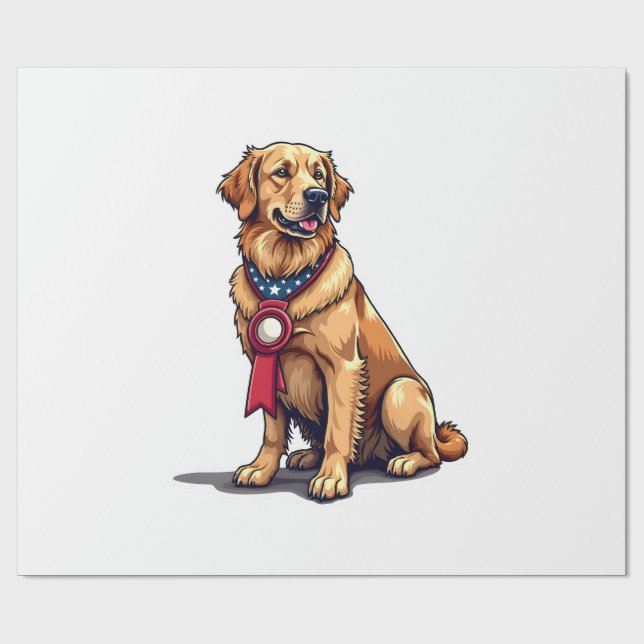 Papel De Presente Camiseta Vintage Proud American Golden Retriever 4 (Aberto)