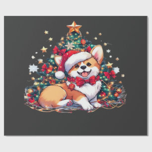 Papel De Presente Camisola Oversized Árvore de Natal Corgi
