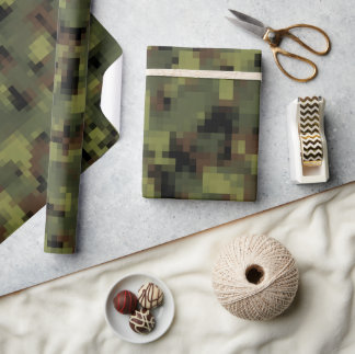 Papel De Presente Camo Militar Digital Verde