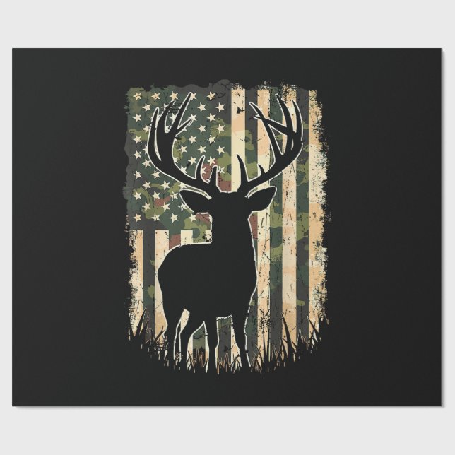 Papel De Presente Camo US Flag Deer Hunting Camoflage Hunter (Aberto)