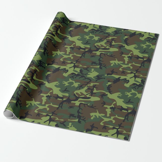 Papel De Presente Camo Verde Militar (Desenrolado)