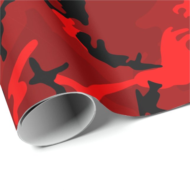 Papel De Presente Camo Vermelho legal (Ponta do rolo)