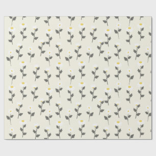 Papel De Presente Camomila Floral Elegante em Aquarela