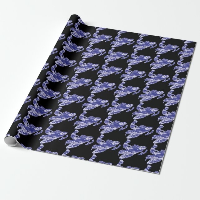 Papel De Presente Camouflage Blue Snowmobiler (Desenrolado)
