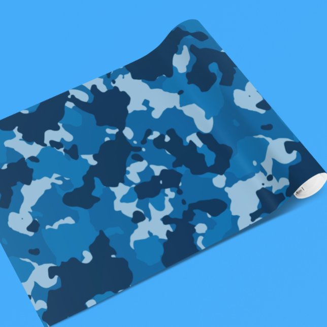 Papel De Presente Camouflage Camo Marinho Azul Militar (Criador carregado)