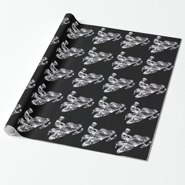 Papel De Presente Camouflage Cinza Snowmobiler (Desenrolado)
