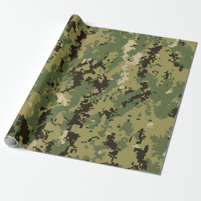 Papel De Presente Camouflage Naval Woodland (Desenrolado)