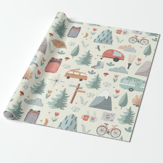 Papel De Presente Campanha, caminhada, portas e tema da natureza