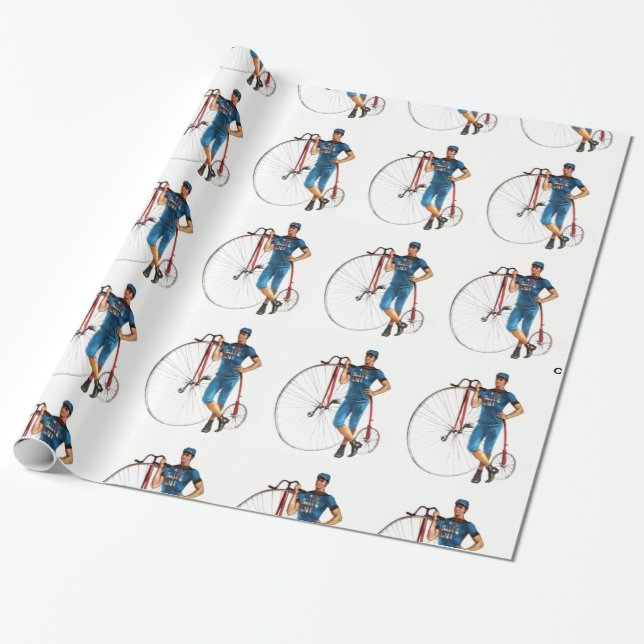 Papel De Presente Campeonato de Bicicletas Vintage Padrão (Desenrolado)