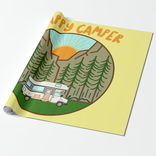Papel De Presente Camper feliz - gráfico Vanlife nº 7 (Desenrolado)
