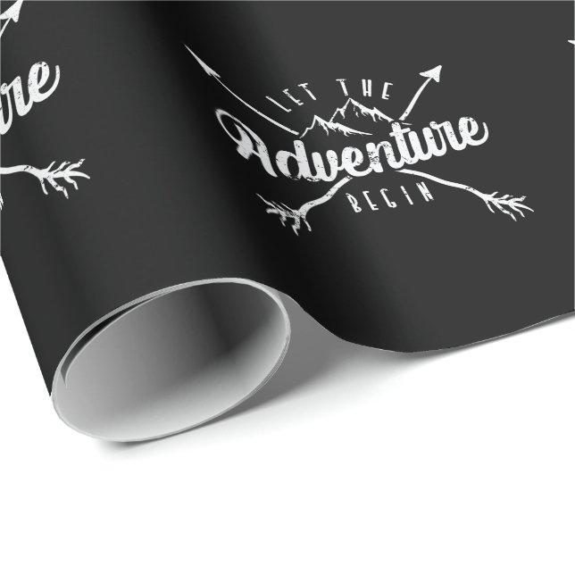 Papel De Presente Camping "Let The Adventure Begin" (Ponta do rolo)