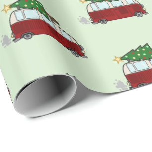 Papel De Presente Campista bonito que transporta uma árvore de Nata