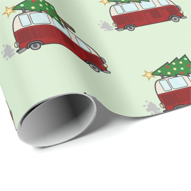 Papel De Presente Campista bonito que transporta uma árvore de Natal (Ponta do rolo)
