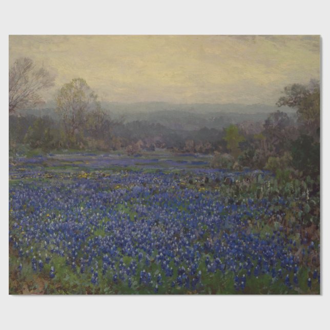 Papel De Presente Campo de flores de Bluebonnet (paisagem rural) (Aberto)